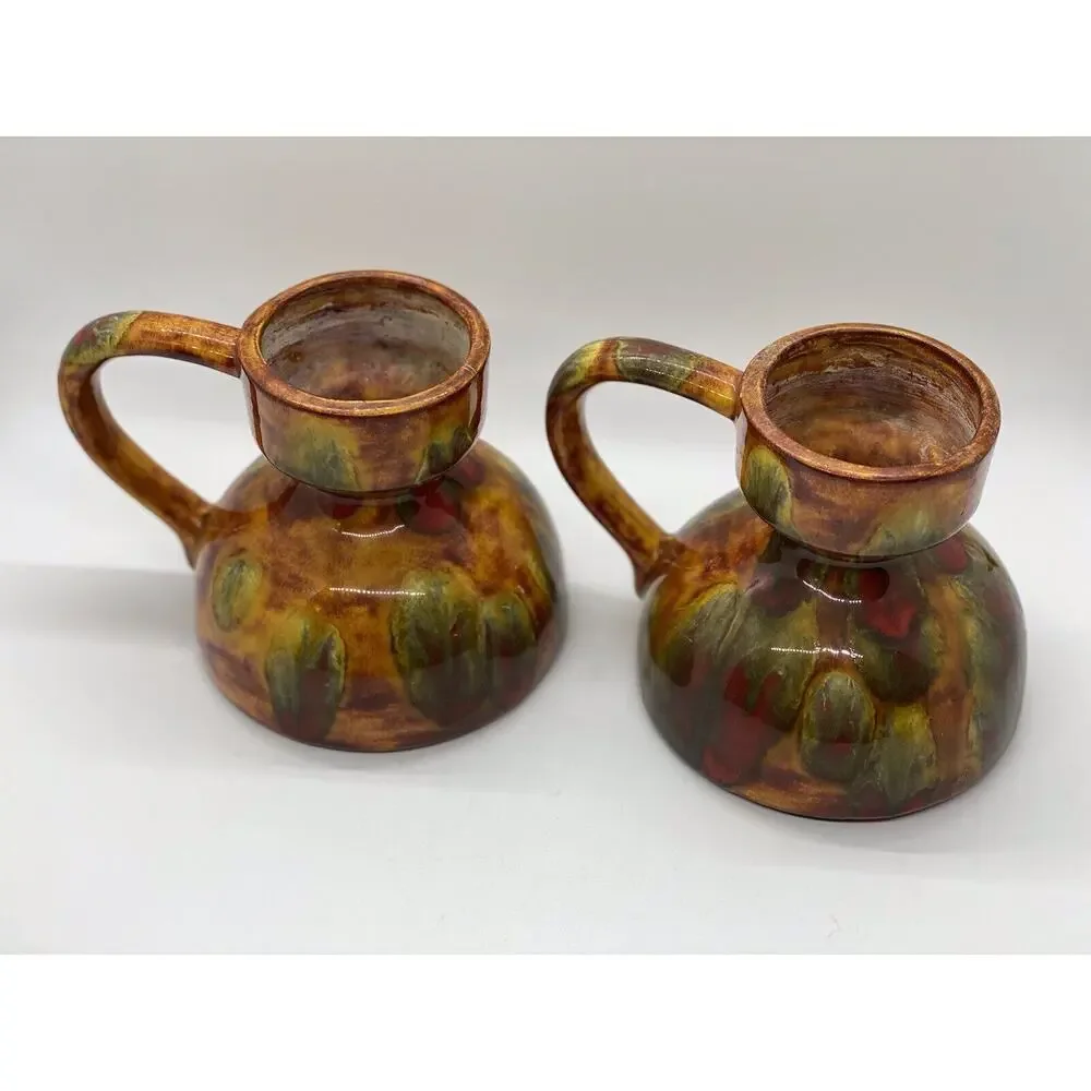 Vintage Studio Art Pottery by Shirley Clark '78 multi colored Jugs/vases/decor-2